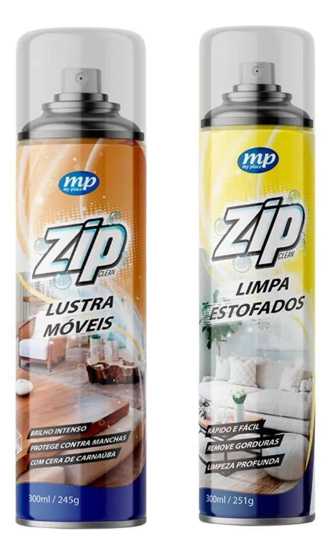 Kit Limpa Estofados + Lustra Moveis Zip Clean