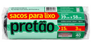 SACO LIXO PRETAO 15 LTS C/ 40 UNID.