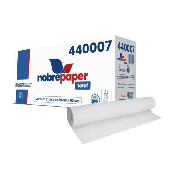 Lençol hospitalar Nobre 50 X 50 metros 100% Cel. virgem - caixa com 6 rolos