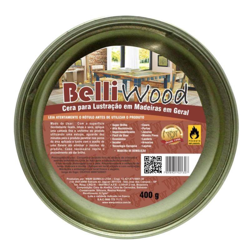 CERA BELLI WOOD EM PASTA INCOLOR 400 GRS