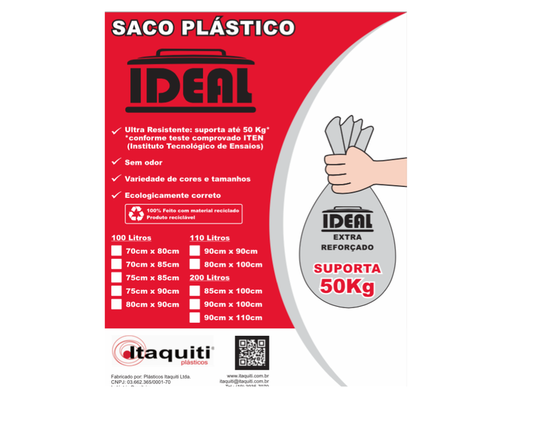 SACO LIXO PRETO IDEAL 60 L EXTRA - 70 X 80 H9 C/50