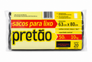 SACO LIXO PRETAO 50 LTS C/ 20 UNID.
