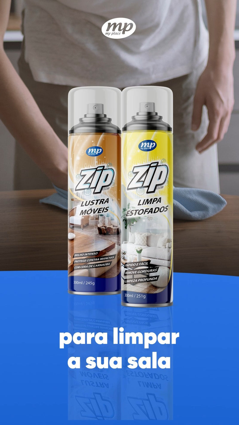 Kit Limpa Estofados + Lustra Moveis Zip Clean